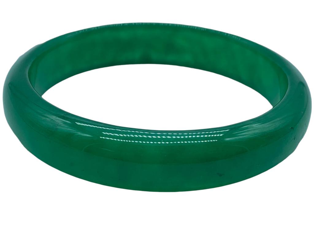 VTG CHINESE GREEN HARD STONE BRACELET 3" (1 of 4)