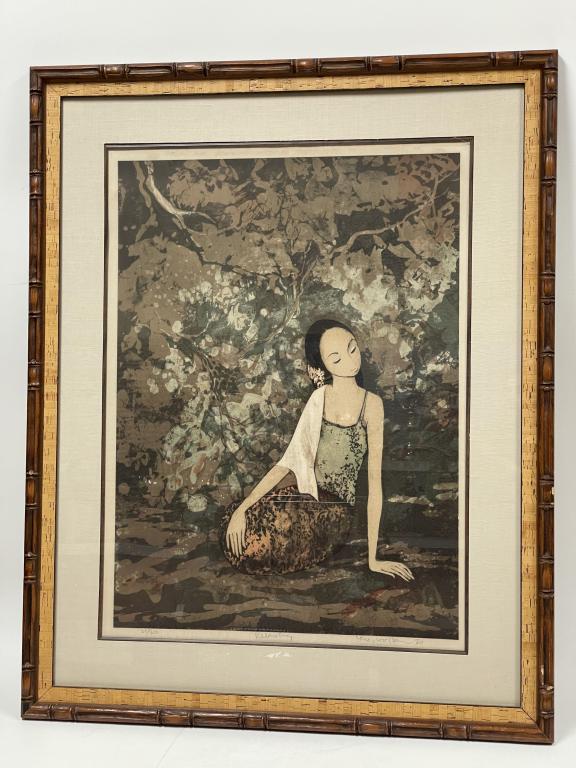 LEE LONG LOOI "RELAXING" SIGNED PRINT 39" (1 of 5)