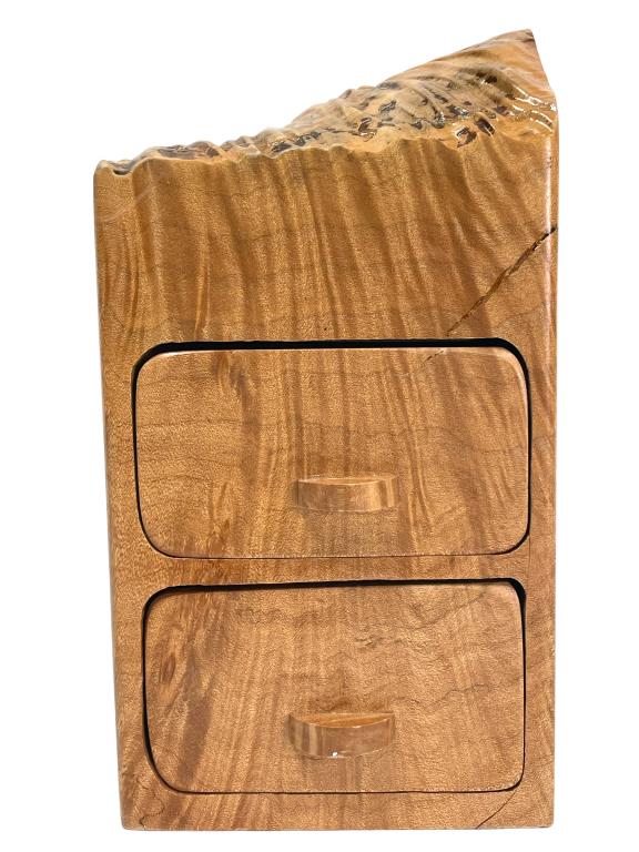 VINTAGE CYPRESS CURIO TRINKET BOX W 3 DRAWERS 9.5" (1 of 7)