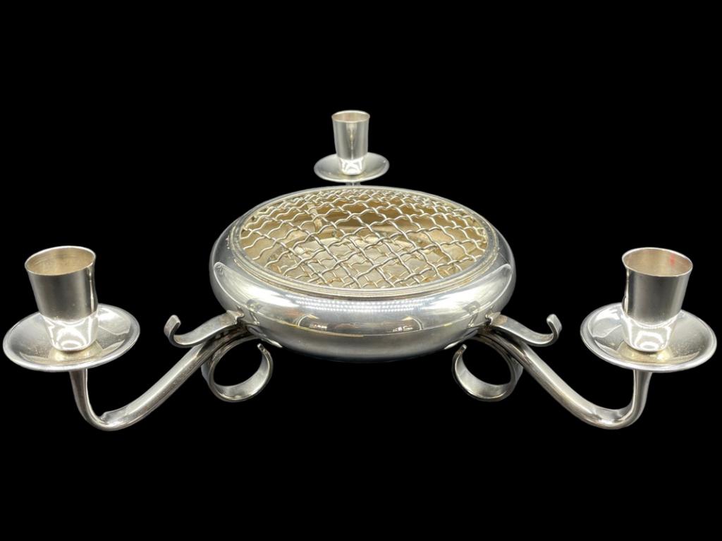 VTG GODINGER 3 PIECE CANDLESTICK CENTERPIECE 10" (1 of 4)