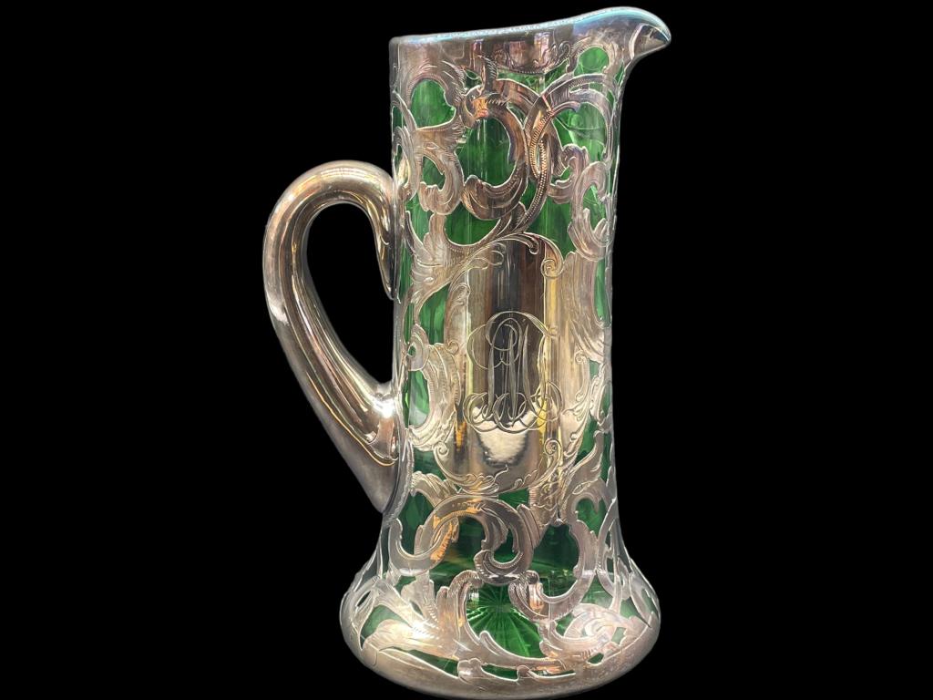 ANTIQ ART NOUVEAU STERLING CLARET PITCHER (1 of 5)