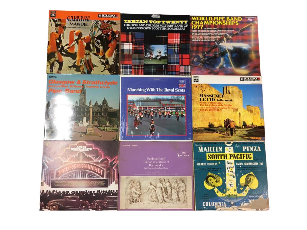 VINTAGE SCOTTISH & MARCHING  BAND ALBUMS, LOT OF 9 (1 of 1)