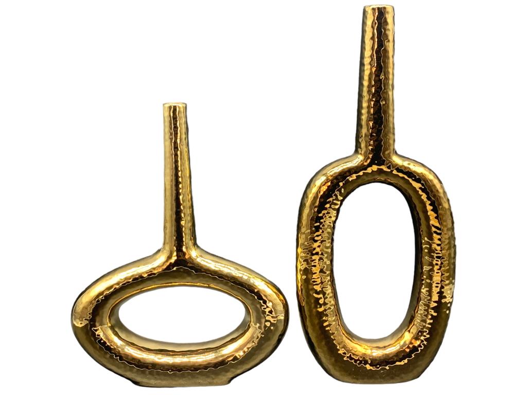 VTG GLOBAL VIEWS GOLD TEXTURED RING VASE (2) (1 of 7)