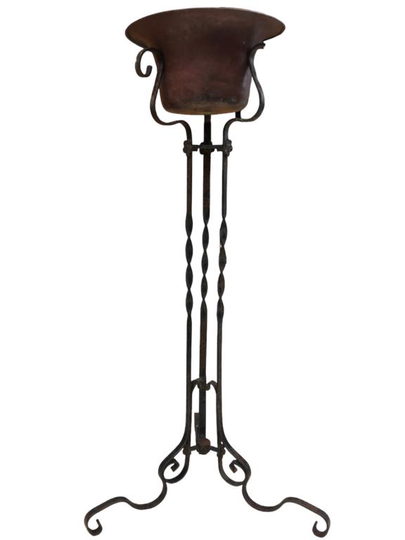 COPPER BASIN BOWL WROUGHT IRON WASH STAND 38" (1 of 3)