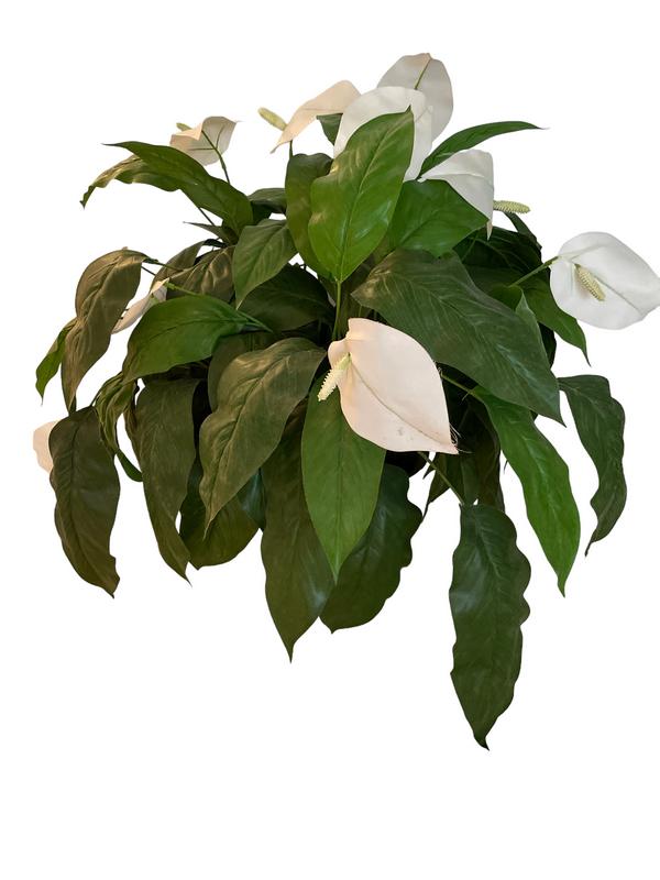 FAUX FLOWER ARRANGEMENT STAINLESS PLANTER 31" (1 of 4)