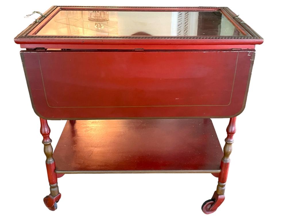 VINTAGE TEA CART WITH REMOVABLE GLASS TRAY TOP 29" (1 of 7)