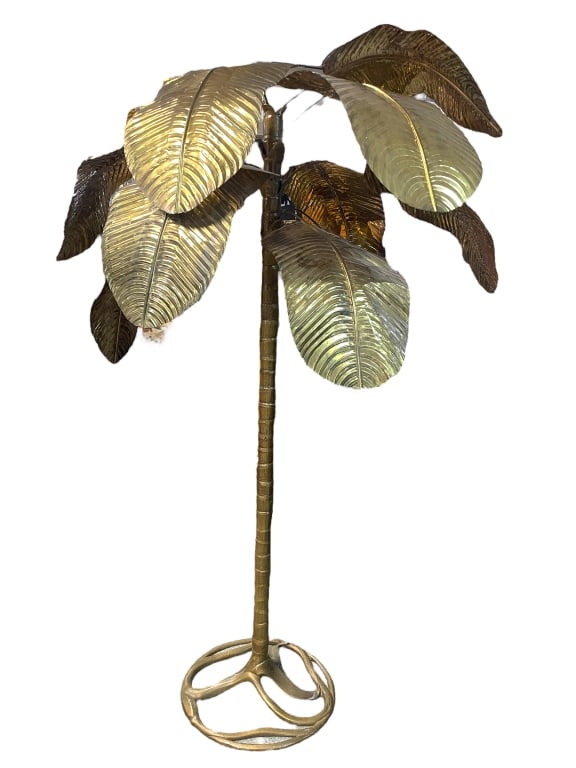 LARGE 1970'S REGENCY STYLE BRASS PALM TREE 83" (1 of 10)