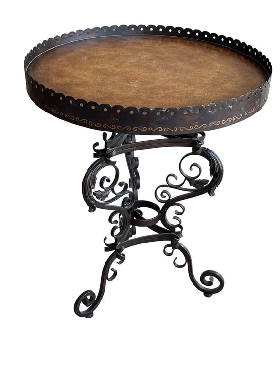 MAITLAND SMITH STYLE WROUGHT IRON SIDE TABLE 30" (1 of 6)