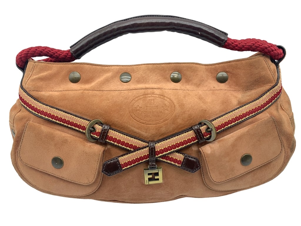 FENDI ROMA SUEDE BELTED SHOULDERBAG HOBO (1 of 5)
