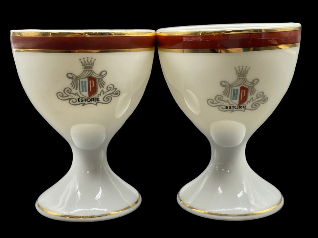 VTG VISTA ALEGRE PORCELAIN EGG CUPS (2): -VTG VISTA ALEGRE PORCELAIN EGG CUPS-SET OF (2) -GOOD CONDITION -JR SR CAB 08/02