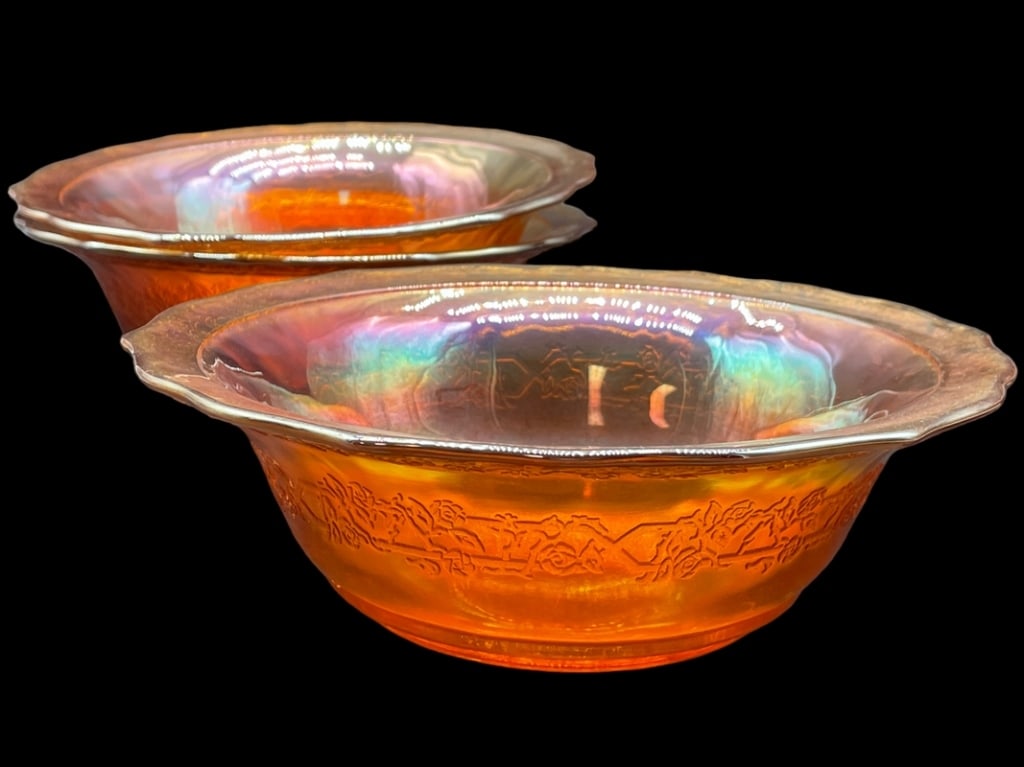 FEDERAL GLASS IRIDESCENT BOWLS (3) (1 of 3)