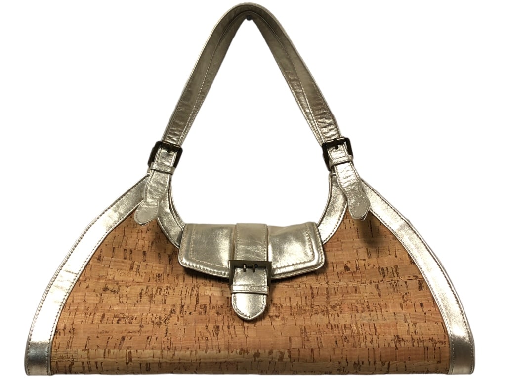 VAN ELI NATURAL CORK GOLD METALLIC TRIM HANDBAG (1 of 6)