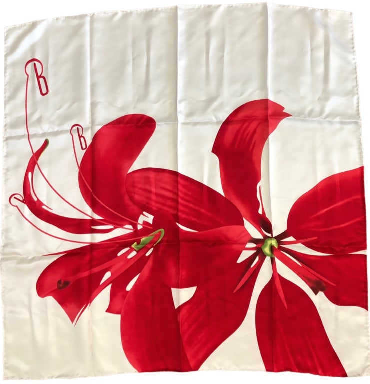 BELISI FLORAL PRINT HANDMADE SILK SCARF 35.5" (1 of 5)