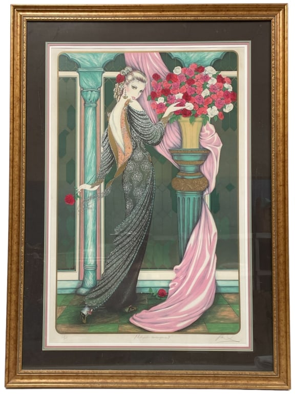 MARY VICKERS MIDNIGHT ARRANGEMENT LITHOGRAPH 45.5" (1 of 8)