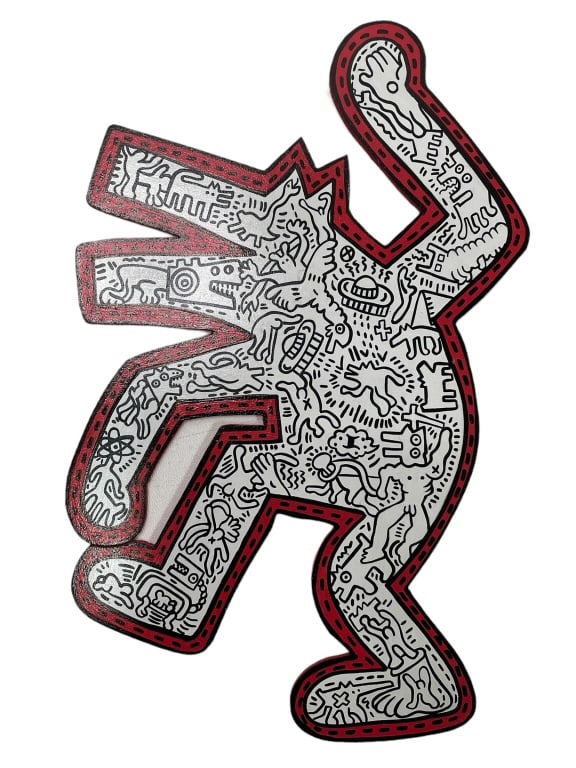AFTER KEITH HARING DRAWING ON CARVED BOARD 11" (1 of 4)