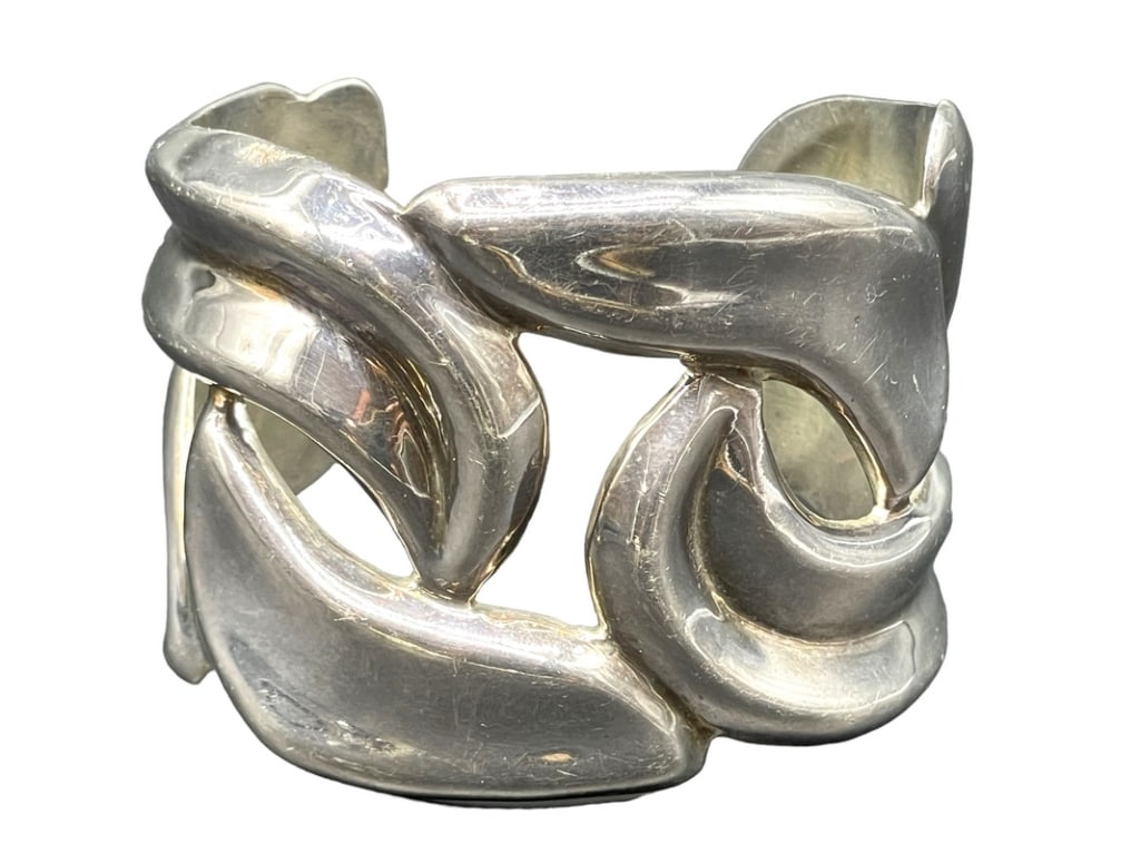 VINTAGE MID MOD STERLING SILVER CUFF BRACELET 88 G (1 of 7)