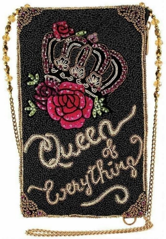 NEW MARY FRANCES QUEEN OF EVERYTHING CROSSBODY: NEW MARY FRANCES QUEEN OF EVERYTHING CROSSBODYDescription-STRAP LENGTH 49"-STRAP DROP 24"-REMOVABLE CROSSBODY CHAIN STRAP, TOP COMPARTMENT, SIDE ZIPPER, FITS CELL PHONE