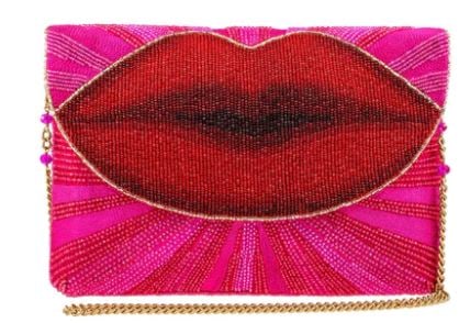 NEW MARY FRANCES SMOOCH CLUTCH HANDBAG: NEW MARY FRANCES SMOOCH CLUTCH HANDBAG -Talk sexy without speaking in this convertible clutch/crossbody flap handbag. This charismatic handbag, with a secret message under the flap, features an iconic