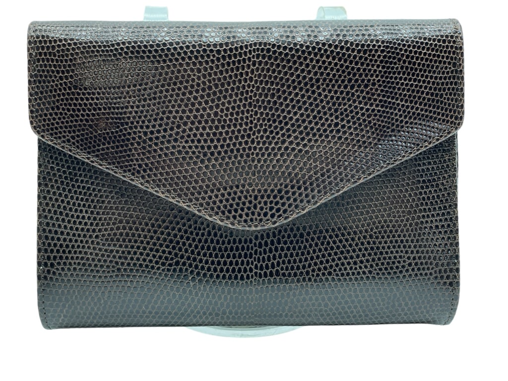 NEW LALO LIZARD EMBOSSED LEATHER EVENING CLUTCH (1 of 7)