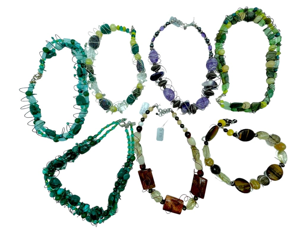 (7) SEMI-PRECIOUS STONE NECKLACES FOR PARTS (1 of 2)