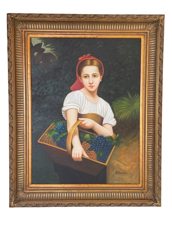 AFTER WILLIAM BOUGUEREAU GRAPE PICKER PAINTING 50" (1 of 5)