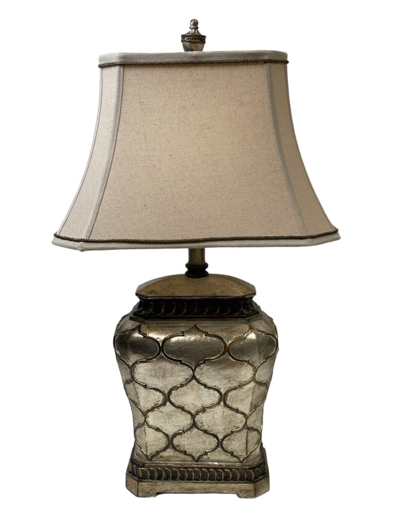 DECORATIVE SILVER AND BRASS STYLE TABLE LAMP 33" (1 of 5)