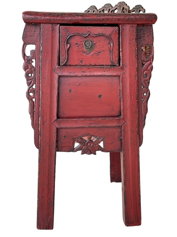 ANTIQUE CHINESE RED LACQUER CABINET 34" (1 of 7)