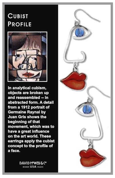 NEW IN BOX CUBIST PROFILE SILVER EARRINGS (1 of 3)