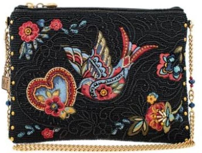 NEW! MARY FRANCES FLY FREE CROSSBODY HANDBAG: NEW! MARY FRANCES FLY FREE CROSSBODY HANDBAGFEATURESRemovable crossbody chain strap, zipper closure, inside pocket, back pocket, fits a cell phone, genuine leather backSTRAP LENGTH: 49STRAP DROP: 23ST