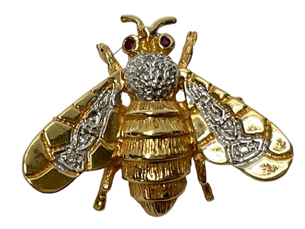 VINTAGE 14K GOLD BEE BROOCH 4.1 G (1 of 5)