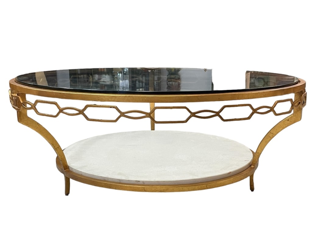 BAKER ROUND GOLD BRACELET COCKTAIL TABLE 42" (1 of 8)