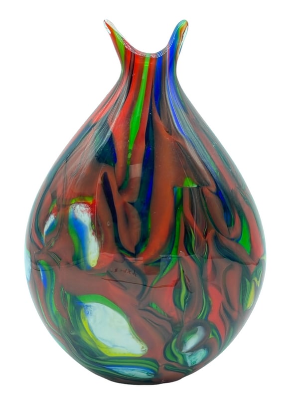 MID MOD MURANO STYLE ART GLASS FAN VASE 12" (1 of 6)