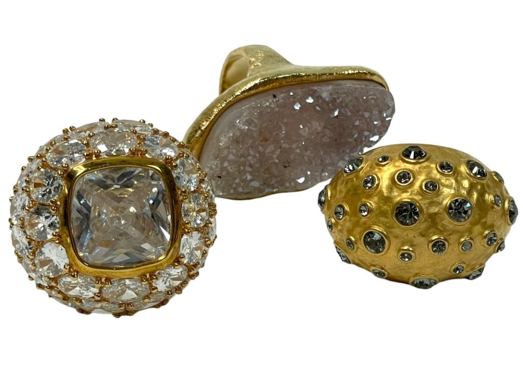 3 MID MOD COSTUME JEWELRY COCKTAIL RINGS SZ 8.5 (1 of 4)