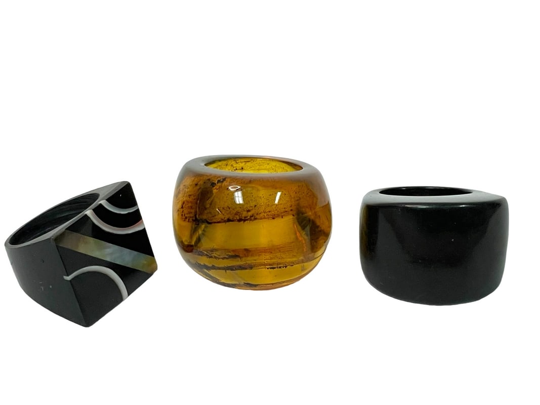 LOT OF 3 MID MOD STYLE STATEMENT RINGS SZ 8 (1 of 5)