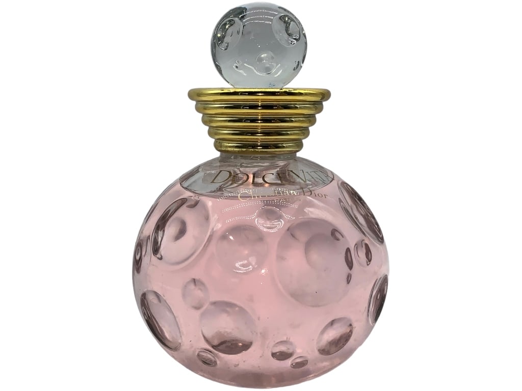 10" CHRISTIAN DIOR FACTICE PERFUME BOTTLE: -DOLCE VITA BY CHRISTIAN DIOR FACTICE PERFUME BOTTLE -SIZE: 10" X 7"-SOME CRACKS NEAR NECK OF BOTTLE PLEASE SEE ALL PHOTOSJR BTQ 06/20