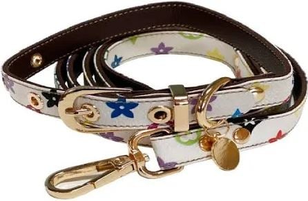 LILLY WHITE COLLAR AND LEASH SET SZ MEDIUM: .