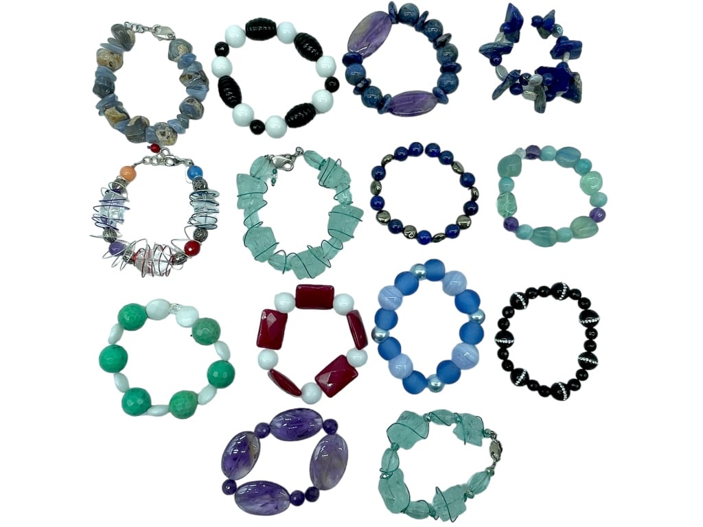 MIXED SMEI PRECIOUS GEMSTONE BRACELETS (14) (1 of 3)