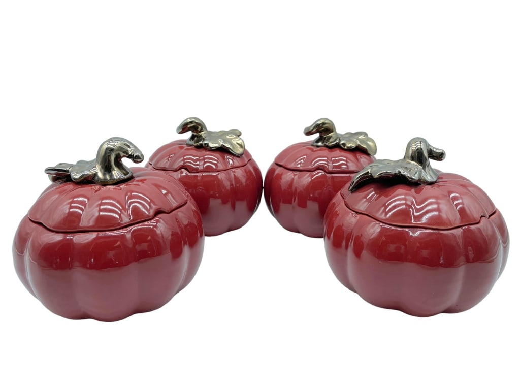 CERAMIC LIDDED PUMPKIN JAR SET 5" (1 of 2)