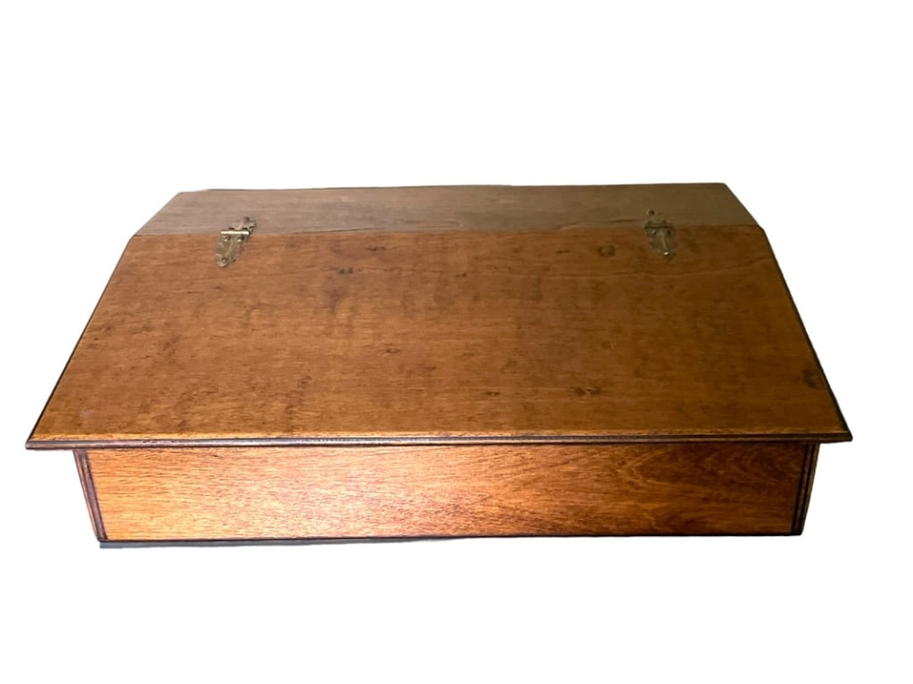 VINTAGE PINE WOOD WRITING  DESK SLOPED  BOX (1 of 6)