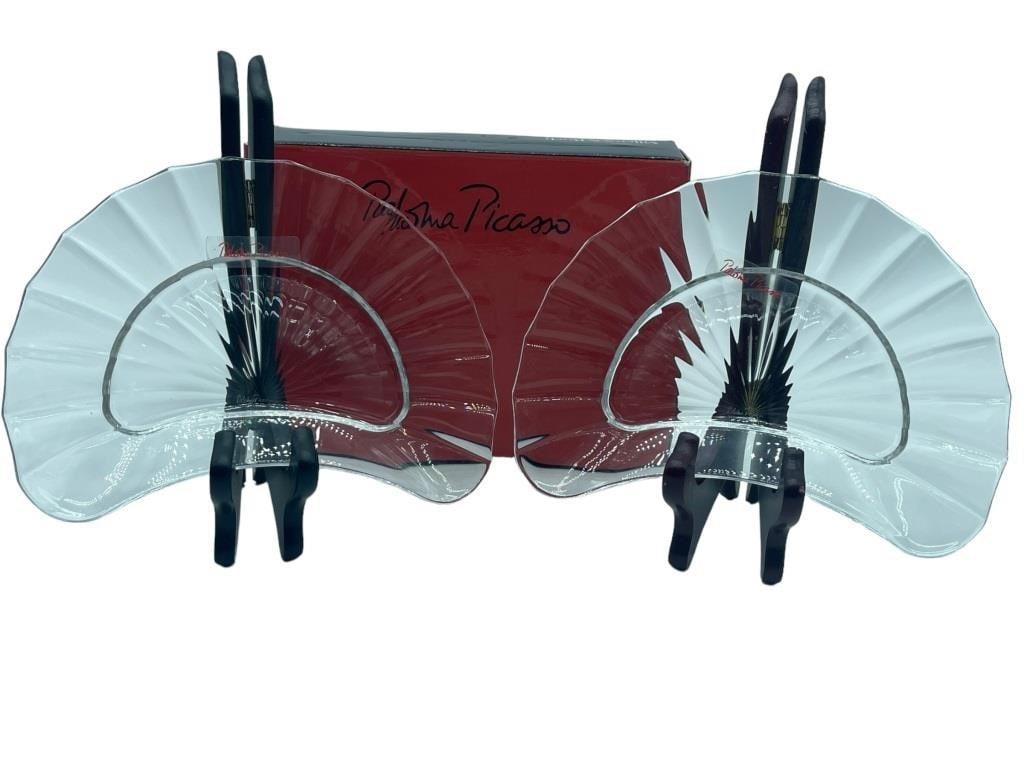 NEW! PALOMA PICCASO VILLORY & BOSCH SALAD PLATES: PAIR OF PALOMA PICCASO VILLORY AND BOSCH HALF MOON SALAD PLATES-NEW IN BOX-DP8823