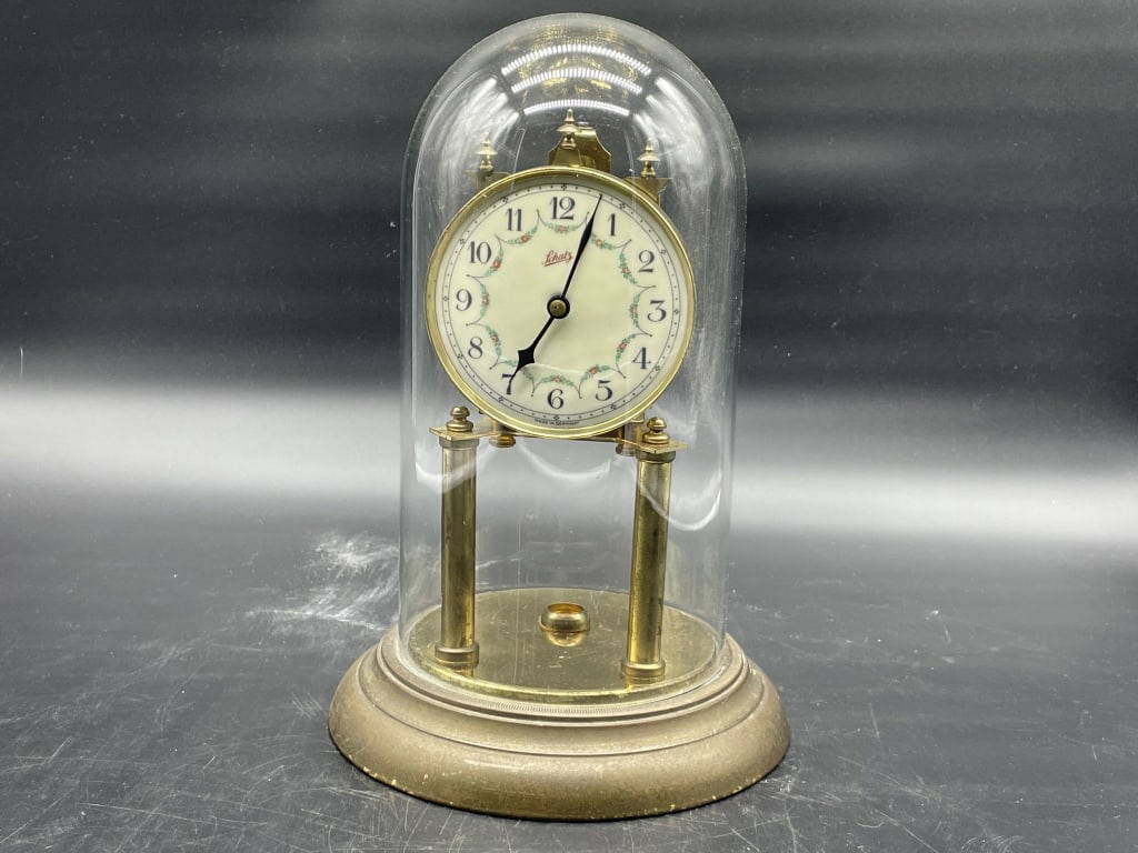 Schaz Mid Century Glass Dome Mantel Clock 11" Auction