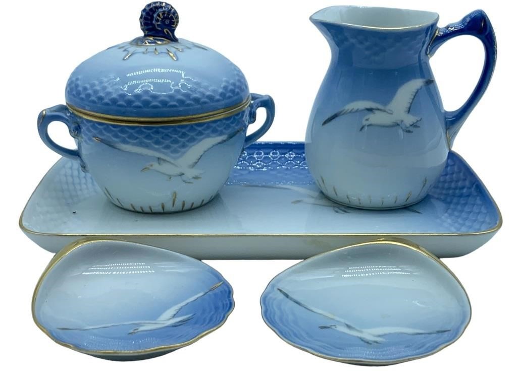 BING & GRONDAHL BLUE SEGULL FINE CHINA SET (1 of 4)