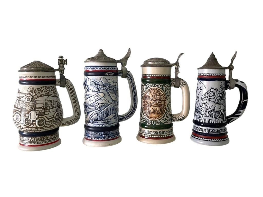 Set Of 4 Vintage Avon Beer Steins Auction