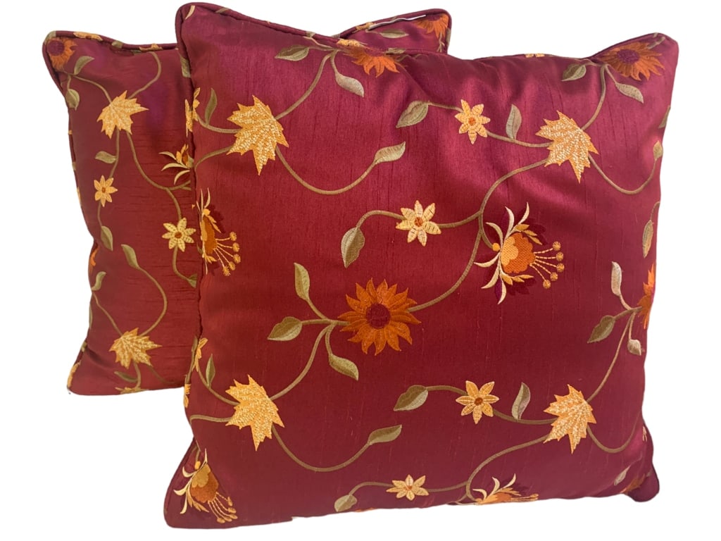 SQUARE SATIN EMBROIDERED THROW PILLOWS (2) (1 of 3)