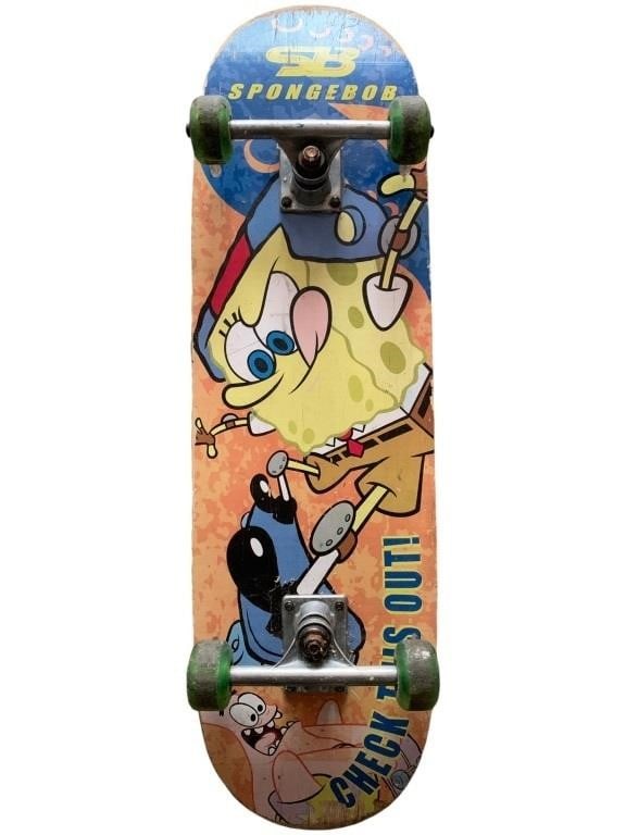 SPONGEBOB SQUAREPANTS SKATEBOARD: -SPONGEBOB SQUAREPANTS SKATEBOARD-SIZE: 32" X 8"-USED CONDITION-SEE PHOTOS-JR RL GLRY 08/23
