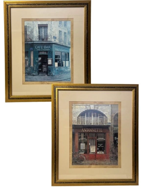 PAIR OF FRENCH CITYSCAPE PRINTS 28.5" (1 of 2)