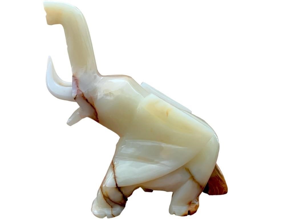 VTG HAND CARVED HARDSTONE ELEPHANT SCULPTURE 11" (1 of 2)