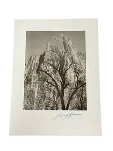 SIGNED ANSEL ADAMS GELATIN PHOTO PRINT 14.5": SIGNED ANSEL ADAMS GELATIN PHOTO PRINT 14.5"-14.5" X 10.5" APPROX-GOOD PRE OWNED CONDITION, MATTED TO THIN BOARD-DP31623 Please be advised that by placing a bid, you are entering into a legally bindin