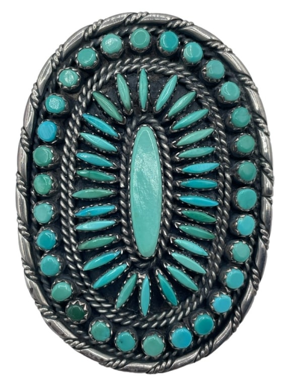 LARGE JASON YAZZIE STERLING & TURQUOISE RING SZ 5 (1 of 7)