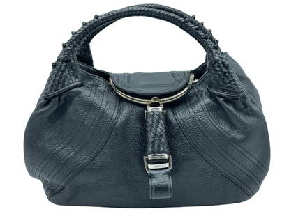 FENDI SPY SHOULDER BAG BLACK CALF LEATHER: FENDI SPY SHOULDER BAG BLACK CALF LEATHER GRAINED LEATHER BLACK BRAIDED LEATHER WITH GOLD HARDWARE 40*27*14CM CATEGORY B CONDITION RATING AA DV10 EAG7632 Please be advised that by placing a bid, you a